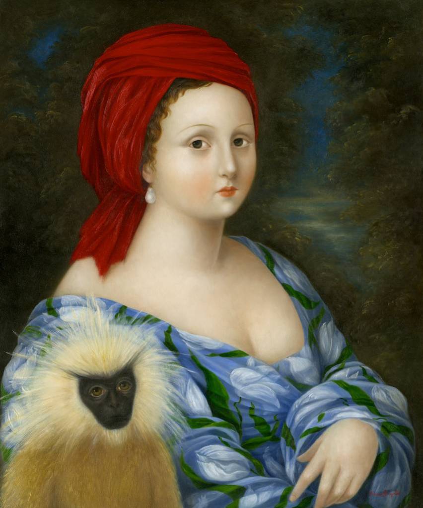 Lady with Pearl and Golden Langur 