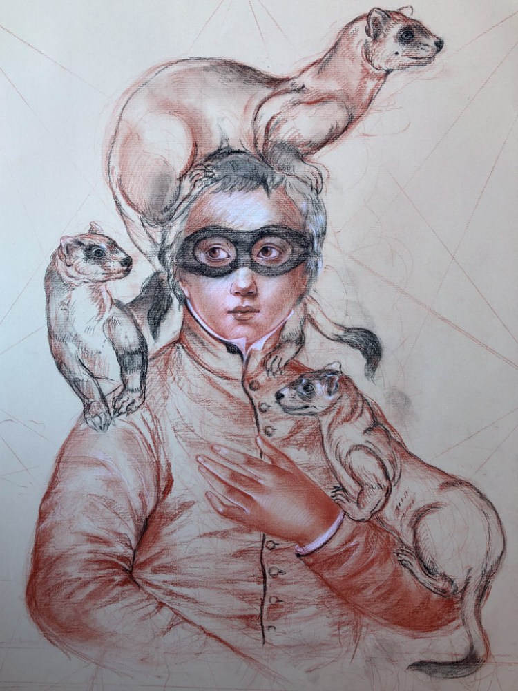 drawing study conté and charcoal on laid paper