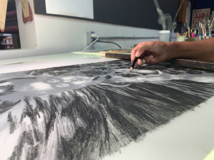 working on a mylar for one of the color plates